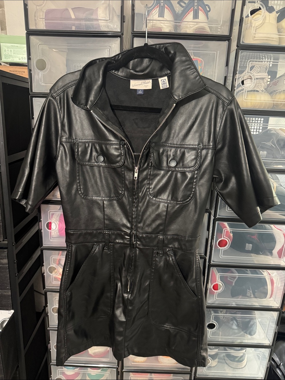 Universal Thread Black Faux Leather Mini Dress